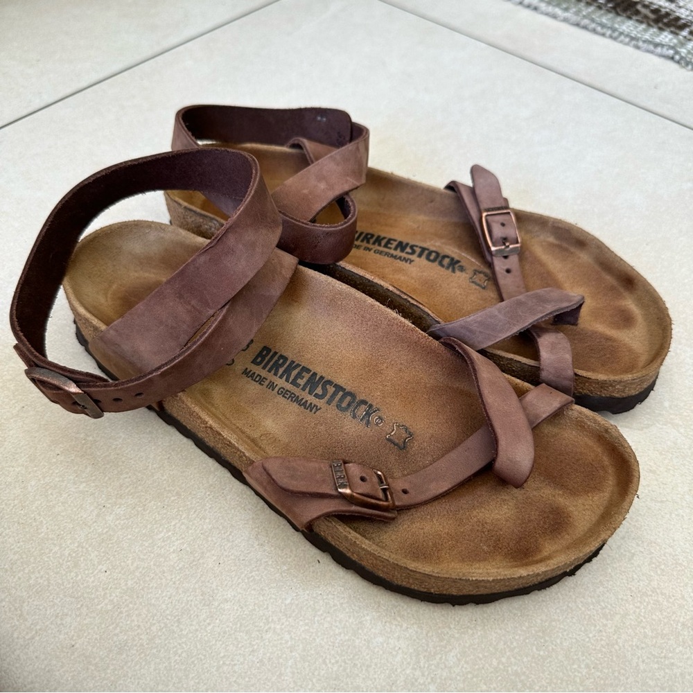 Birkenstock Yara Habana Oiled Leather Regular Width Ankle Strap Sandals Size 38 - Picture 7 of 9